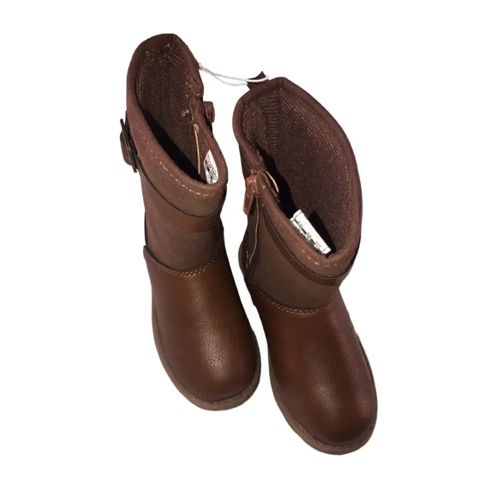 KIDS GIRL’S Carter’s Brown/Khaki BNWT Mid-Calf Boots With Side Buckle. S…